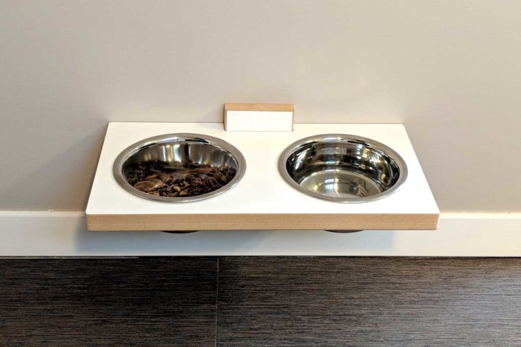 chow meow modern elevated cat bowls in white SDF