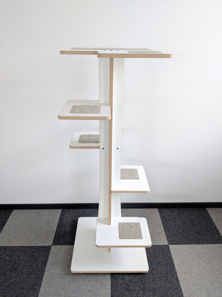 Modern cat tower in white SDF and hamster inserts 360-1