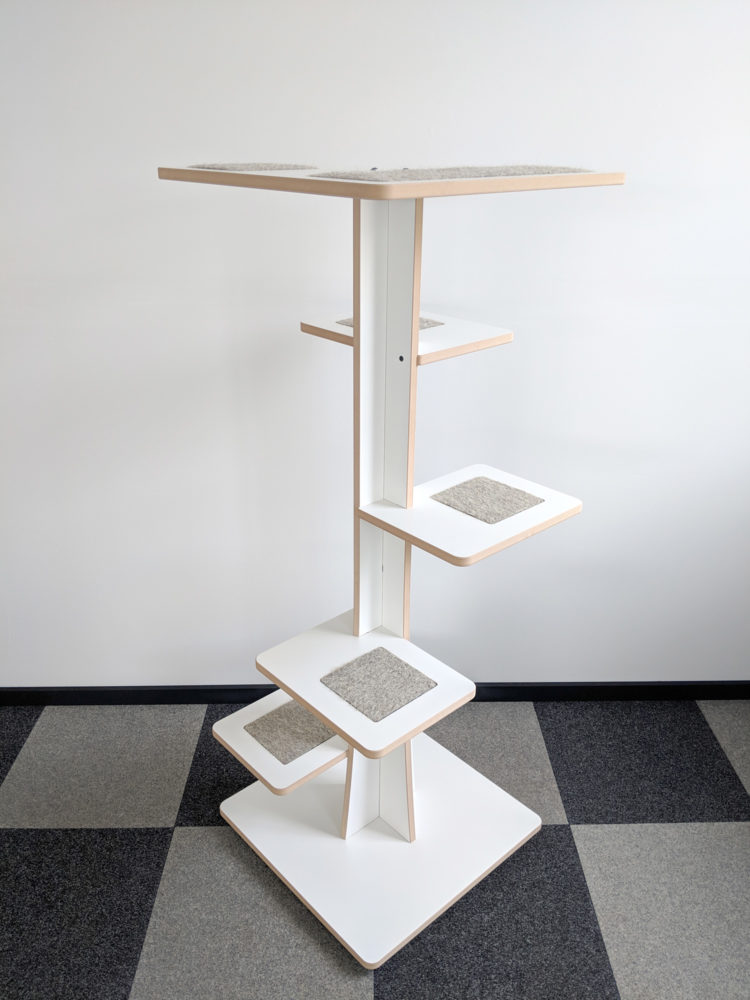 Modern cat tower in white SDF and hamster inserts 360-4