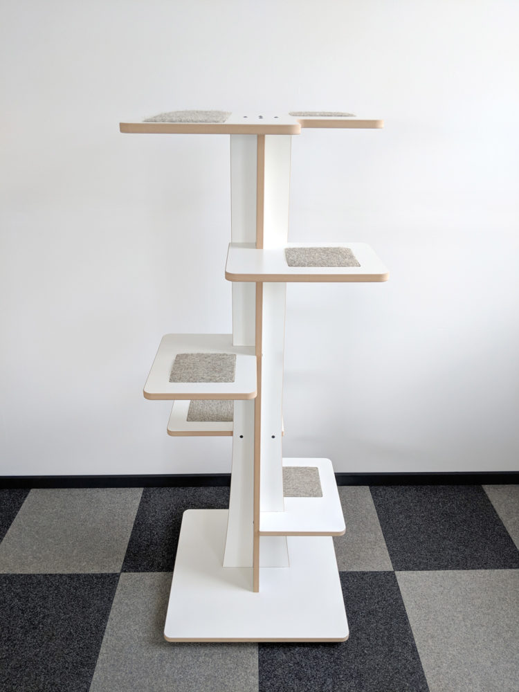 Modern cat tower in white SDF and hamster inserts 360-7